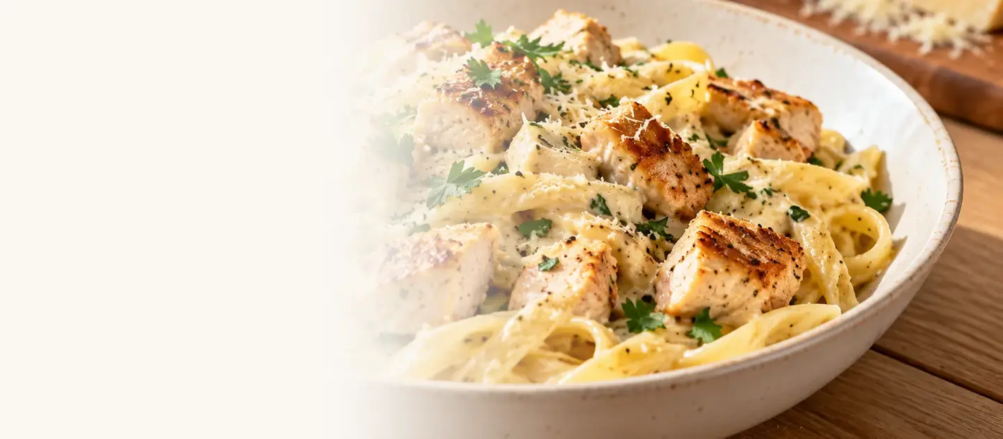 Golden chicken and creamy pasta for a family dinner