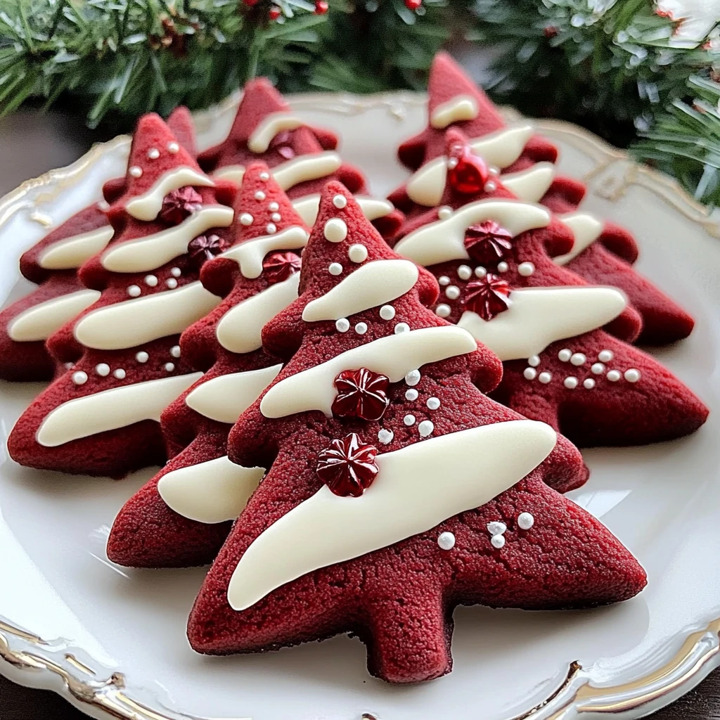 Red Velvet Christmas Tree Cookies