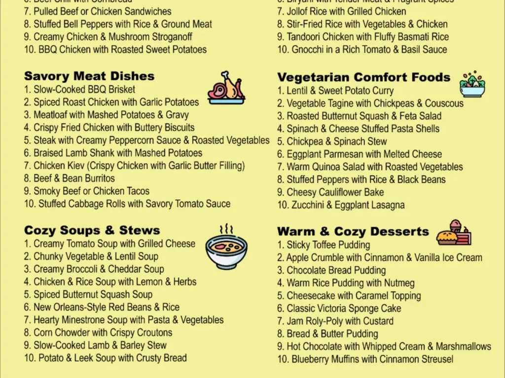 Comfort Food Recipes, freshly made and ready to serve