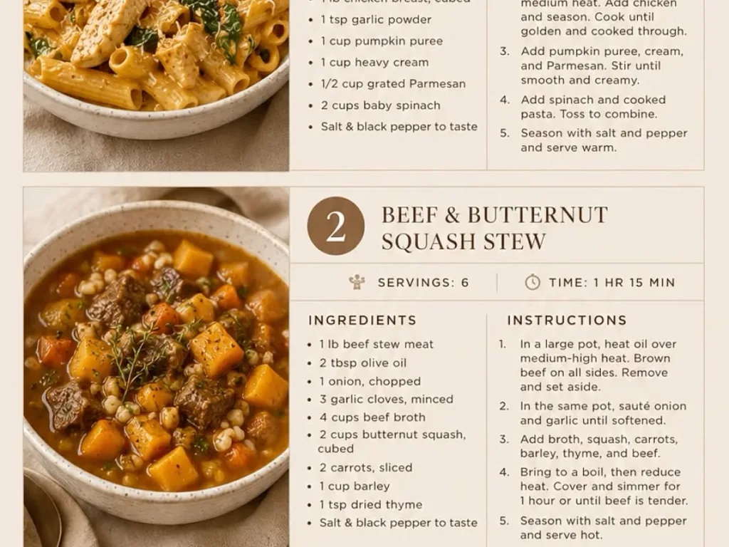 Cozy Dinner Recipes, freshly made and ready to serve
