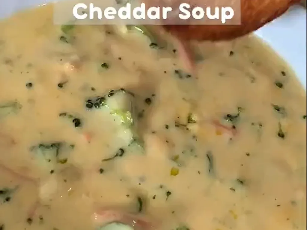 Broccoli Cheddar Soup, freshly made and ready to serve