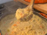 Creamy Noodle Soup with Pumpkin and Chicken