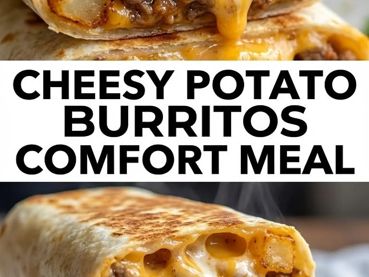 Cheesy Potato Burritos, freshly made and ready to serve