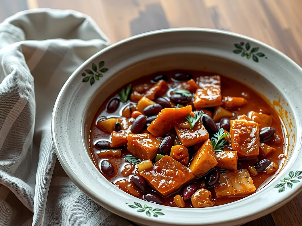 Chili with black beans, freshly made and ready to serve