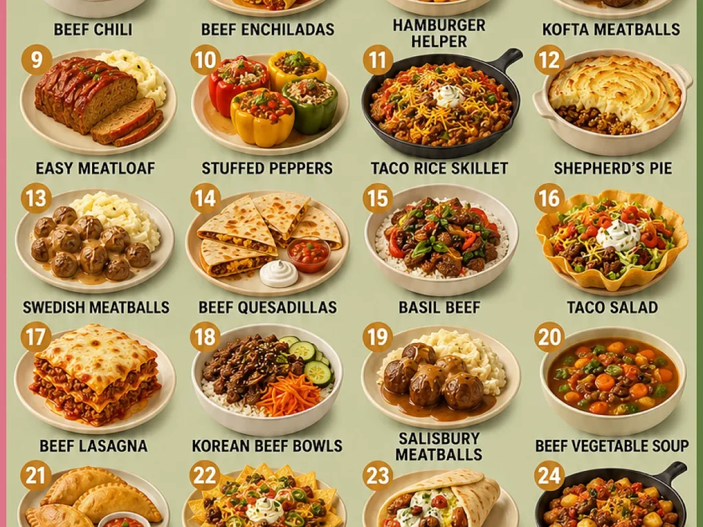 Easy Ground Beef Recipes, freshly made and ready to serve