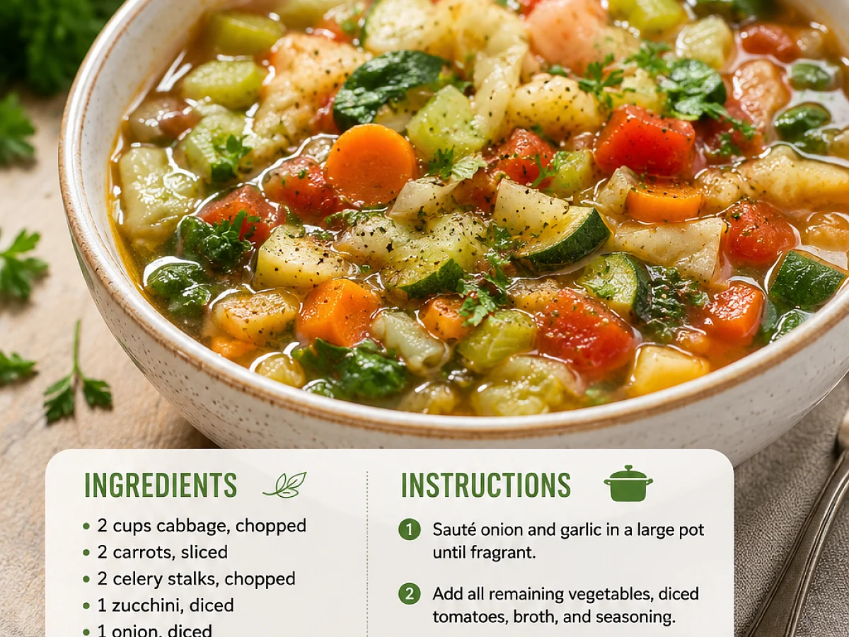 Weight Loss Vegetable Soup, freshly made and ready to serve