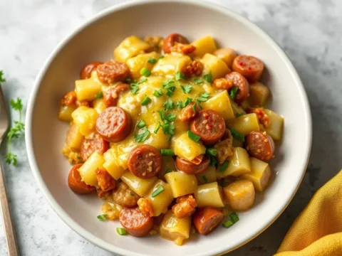 Easy Kielbasa Sausage Cheesy Potato Casserole