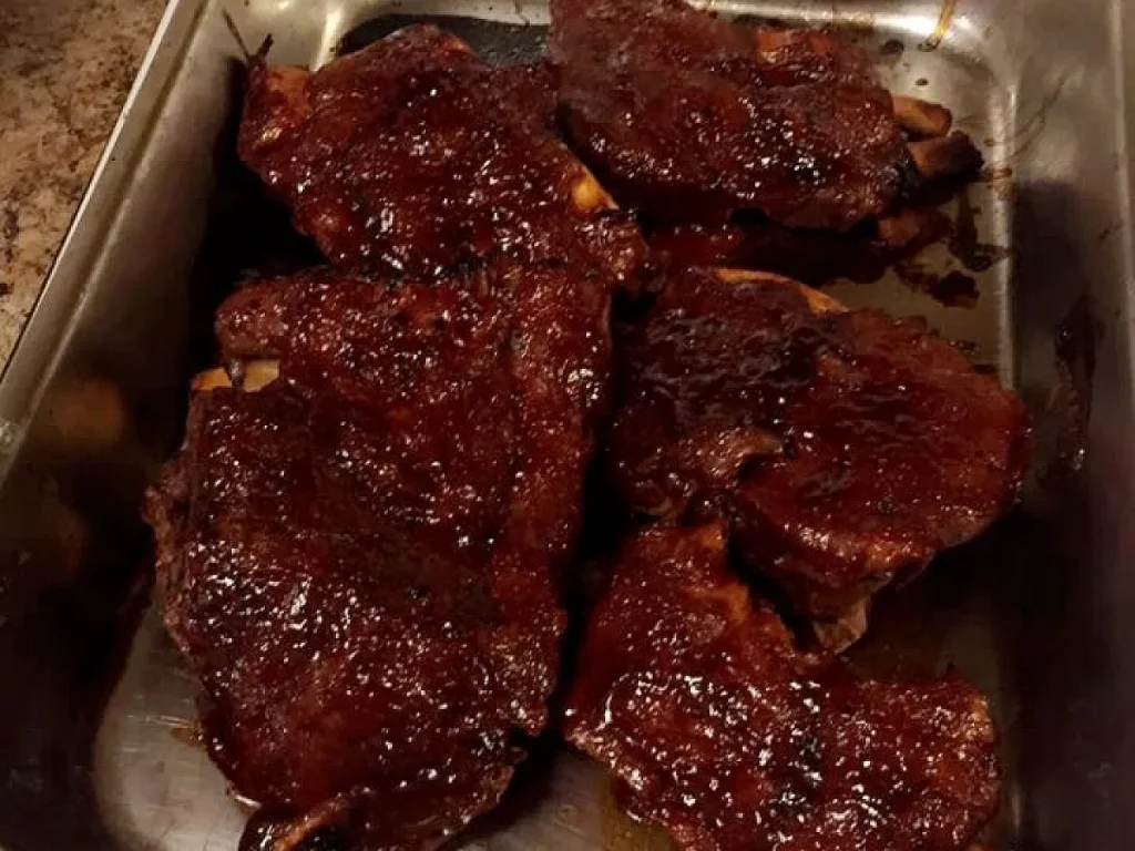 Slow Cooker Ribs, freshly made and ready to serve