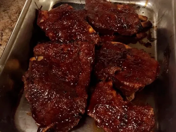 Slow Cooker Ribs, freshly made and ready to serve